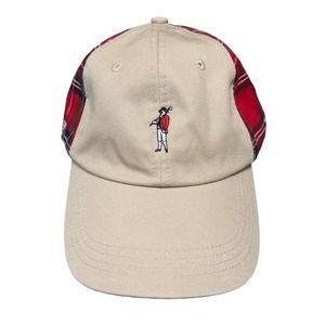 The Heritage Golf Cap Red Tartan Plaid and Tan Adjustable AHEAD Hat